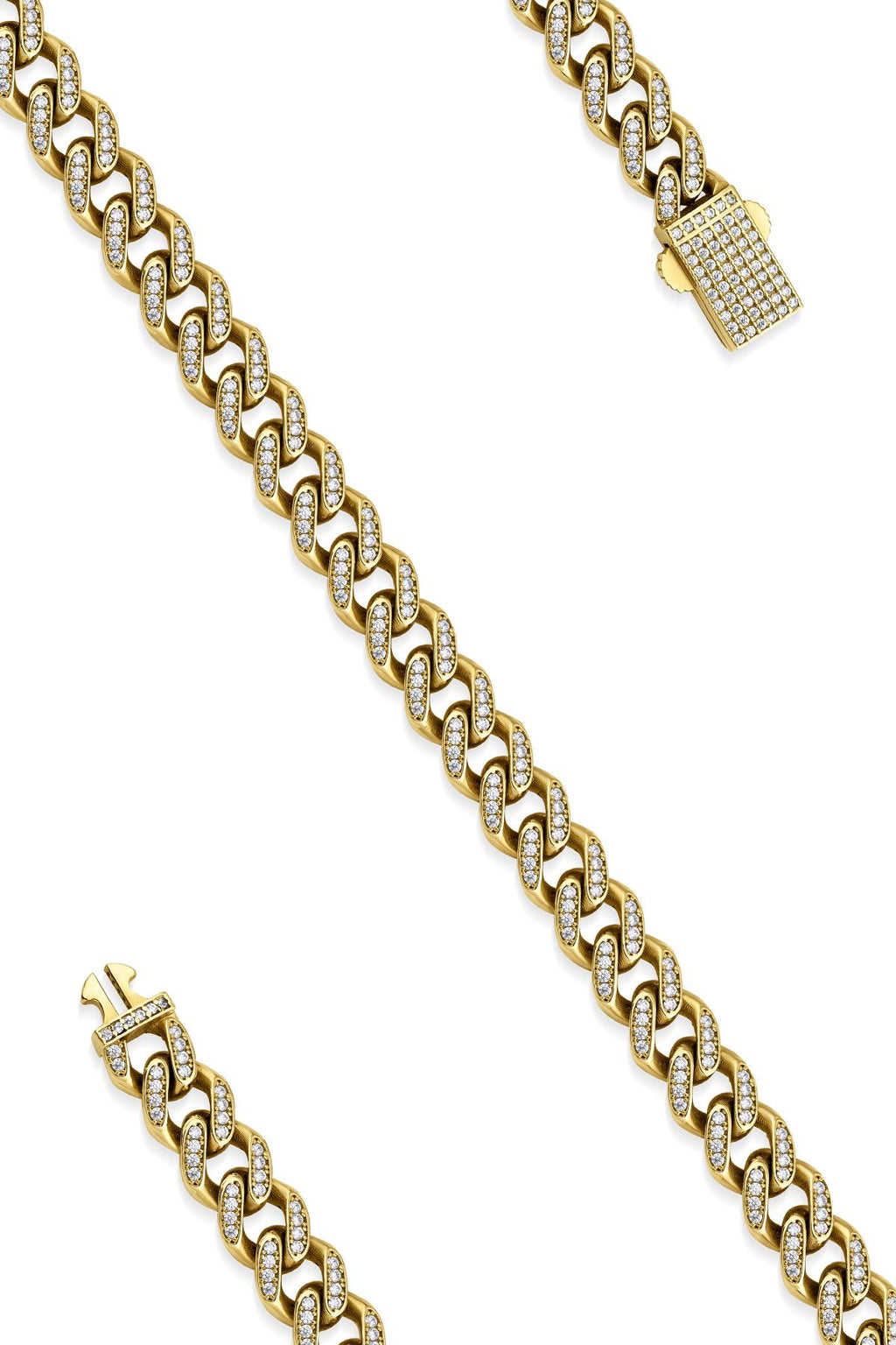 14ct Gold Stone Curb Cuban Bracelet