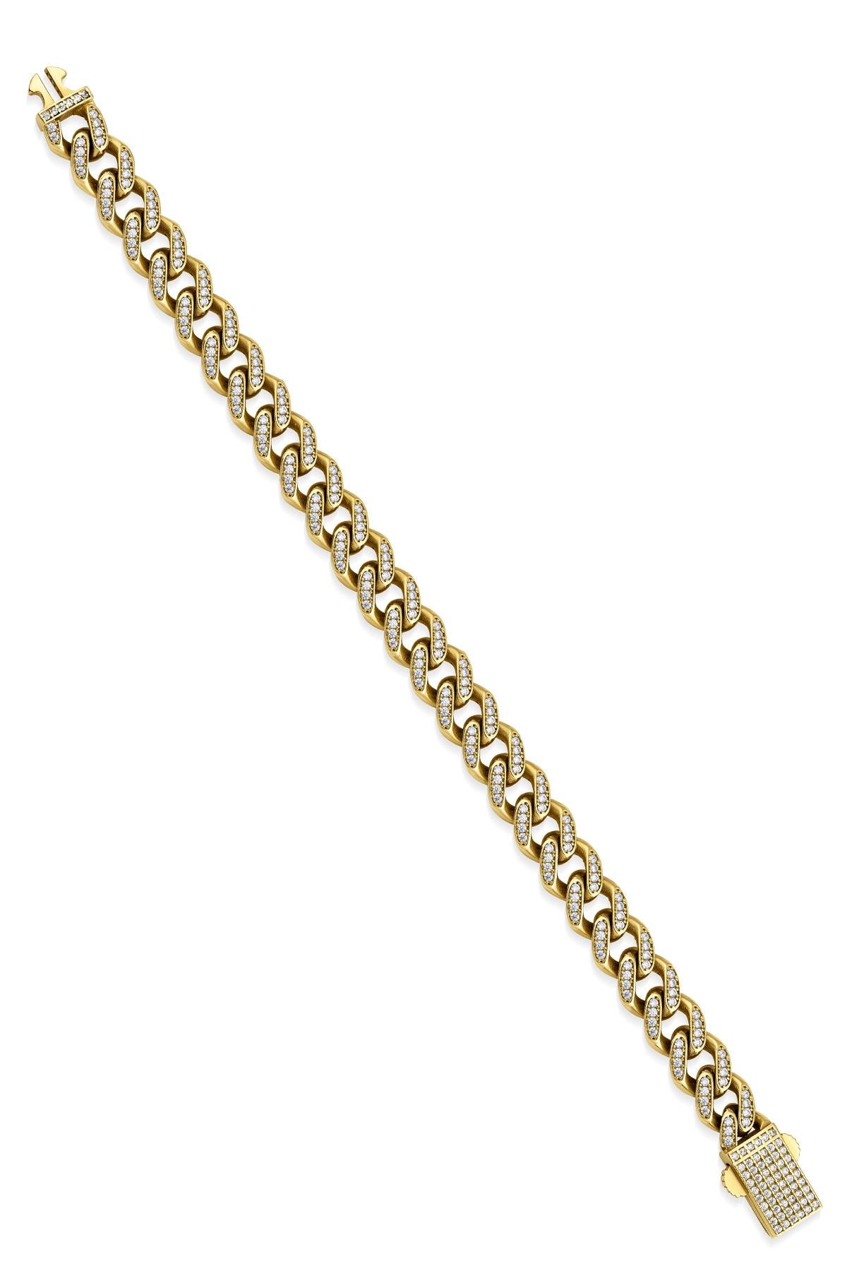 14ct Gold Stone Curb Cuban Bracelet