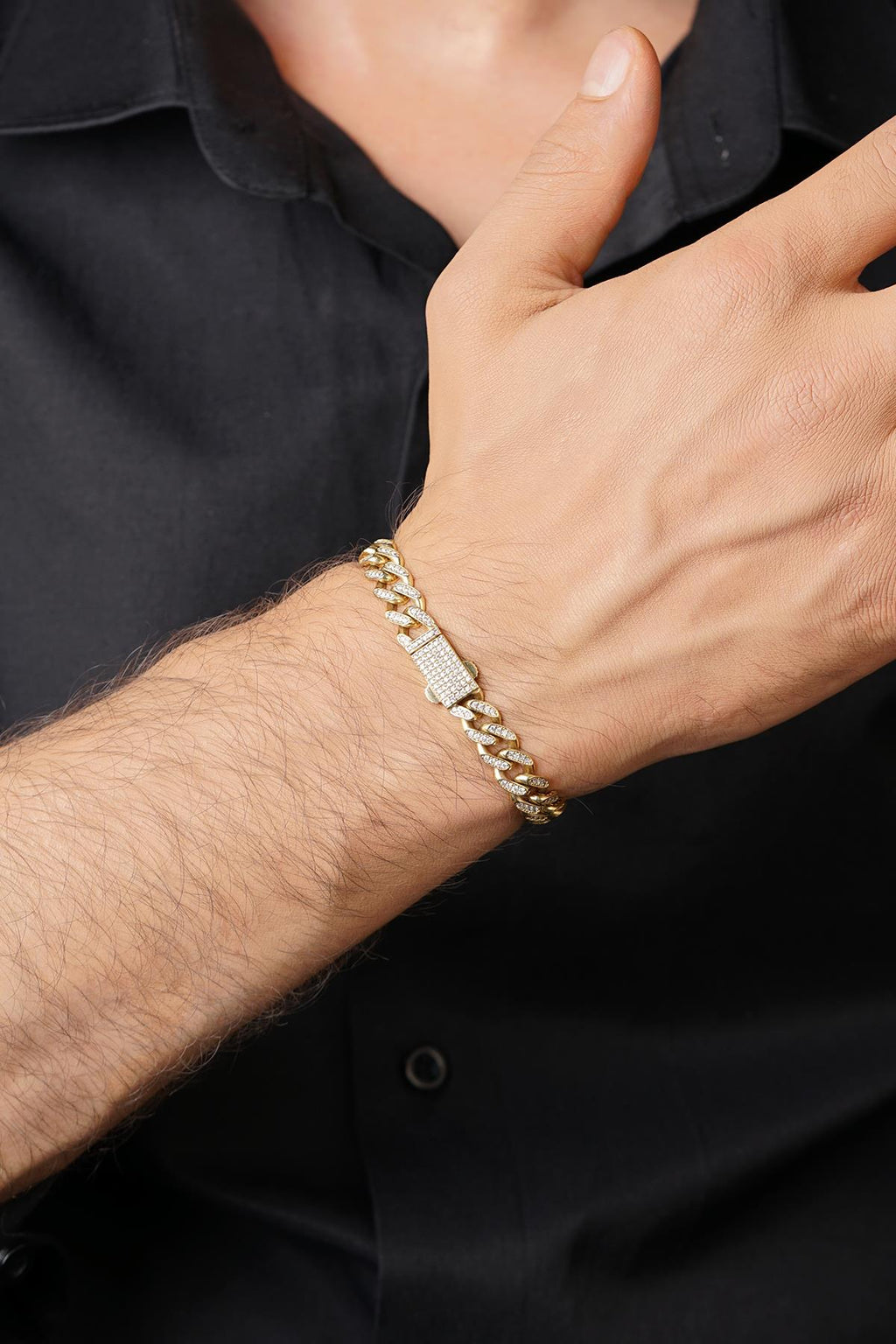 14ct Gold Stone Curb Cuban Bracelet