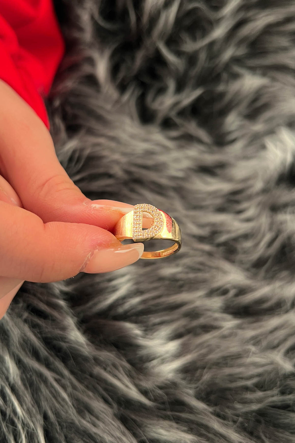 14ct Gold Stone D Initial Ring