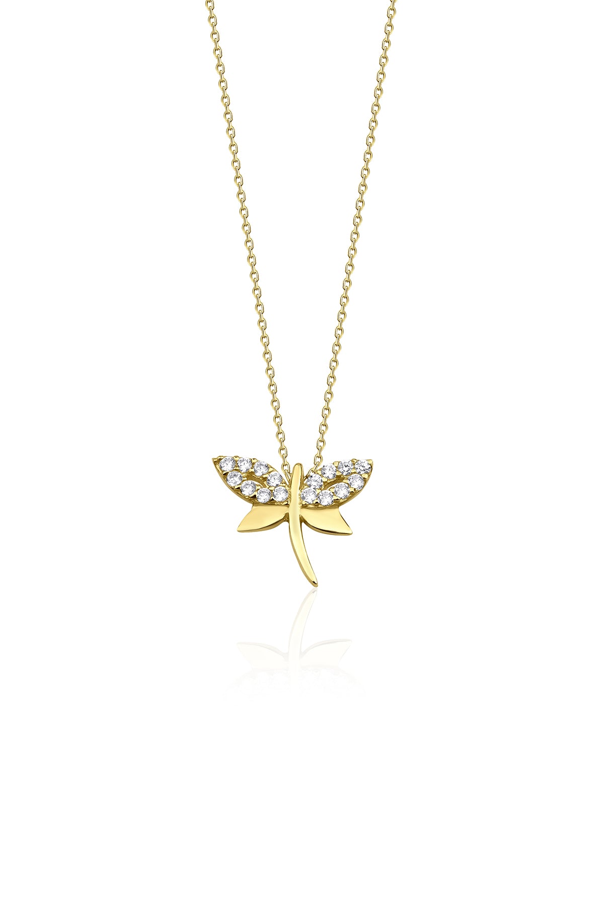 14ct Gold Stone Dragonfly Necklace