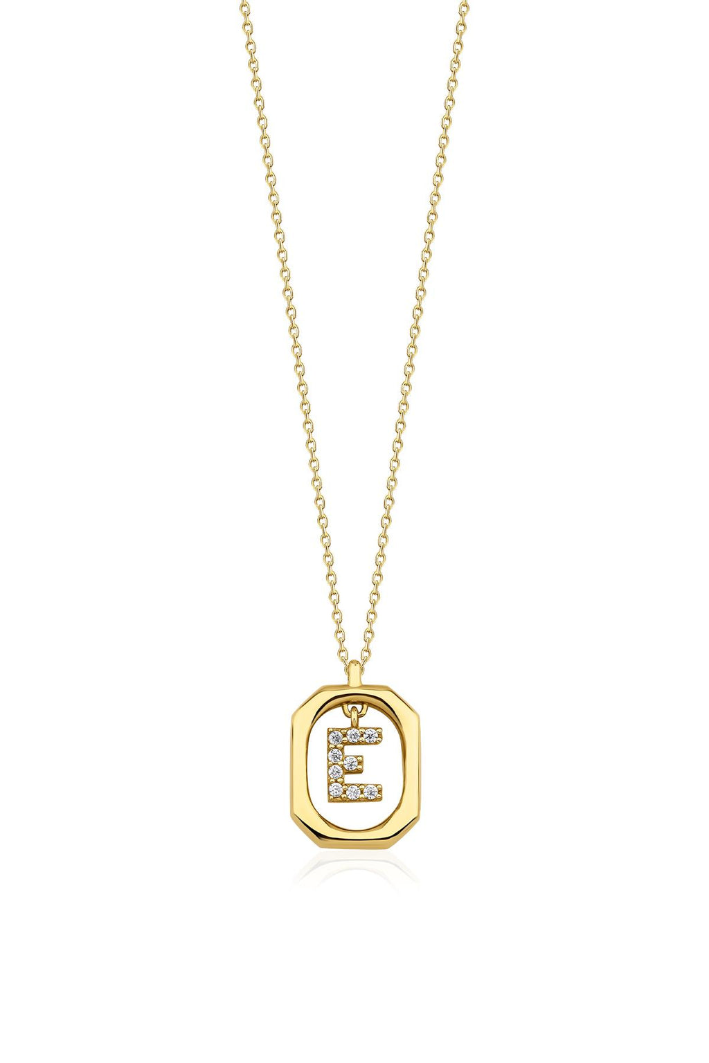 14ct Gold Stone E Initial Necklace