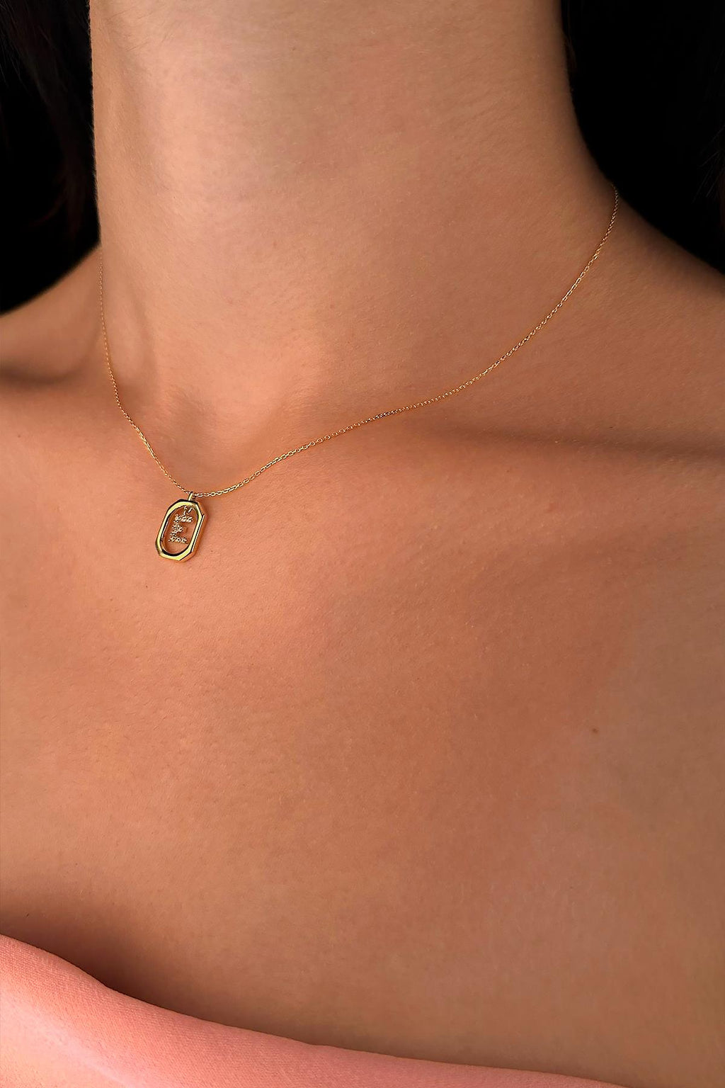 14ct Gold Stone E Initial Necklace