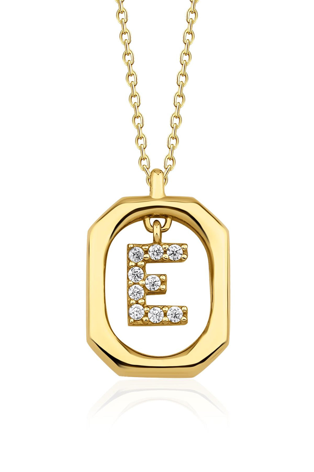 14ct Gold Stone E Initial Necklace