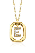 14ct Gold Stone E Initial Necklace