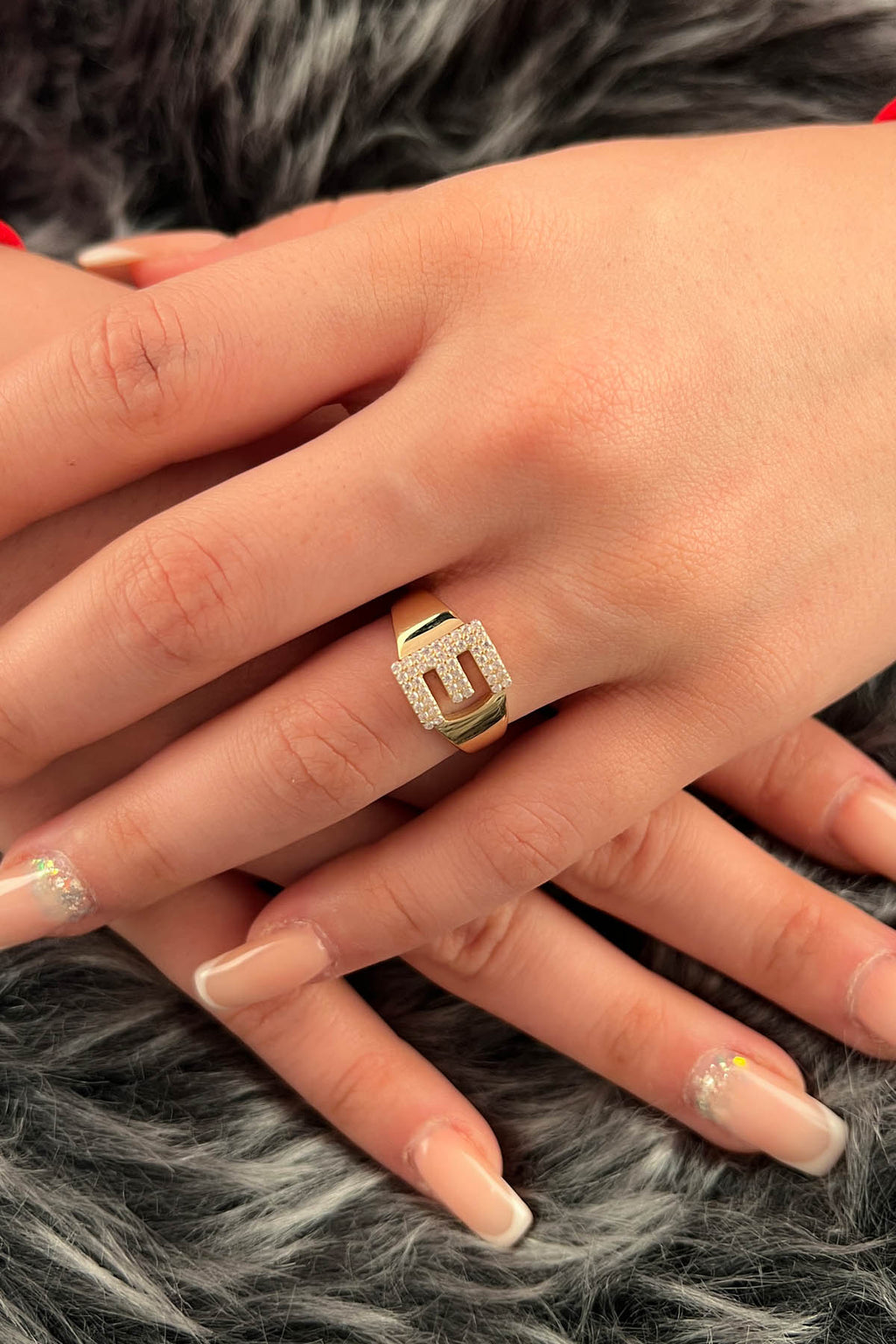 14ct Gold Stone E Initial Ring