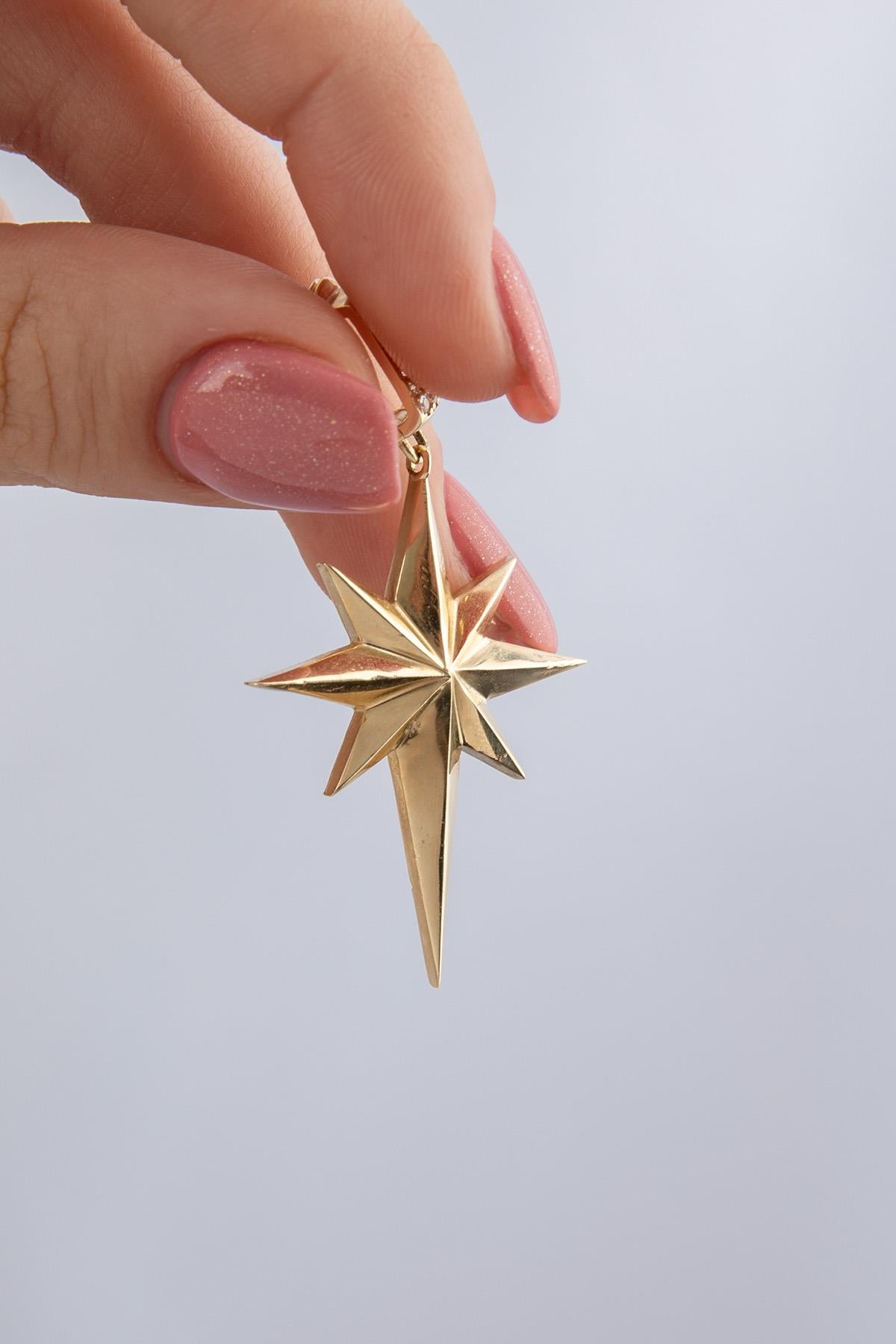 14ct Gold Stone Faceted North Star Charm
