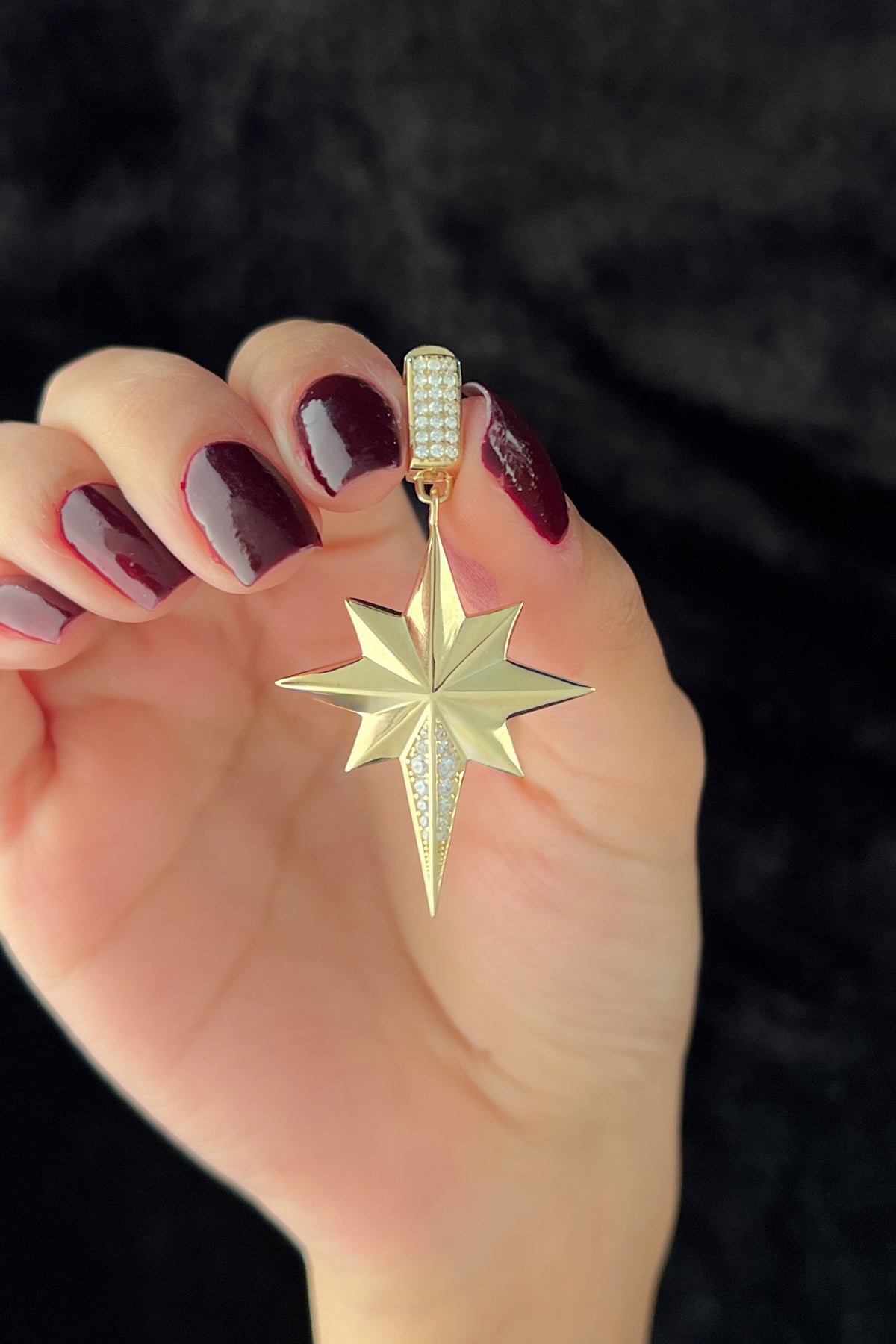 14ct Gold Stone Faceted North Star Charm