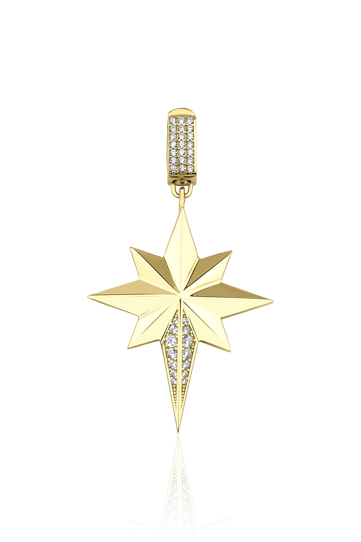 14ct Gold Stone Faceted North Star Charm