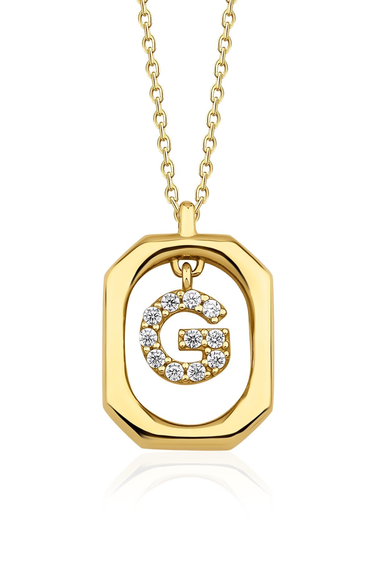 14ct Gold Stone G Initial Necklace