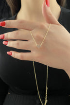 14ct Gold Stone Heart Necklace  2