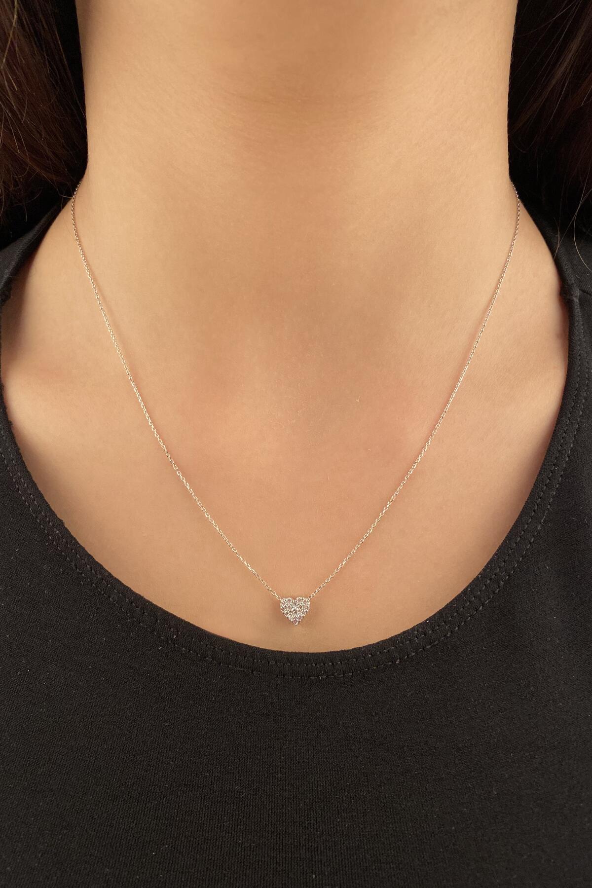 14K Gold Stone Heart Necklace