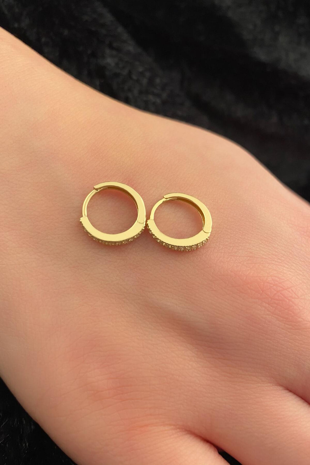 14ct Gold Stone Hoop Earrings