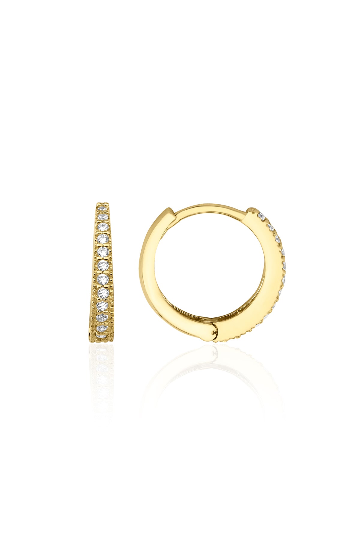 14ct Gold Stone Hoop Earrings