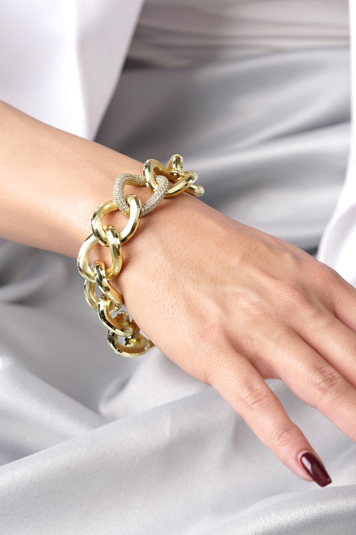 14ct Gold Stone Hoop Gourmet Bracelet