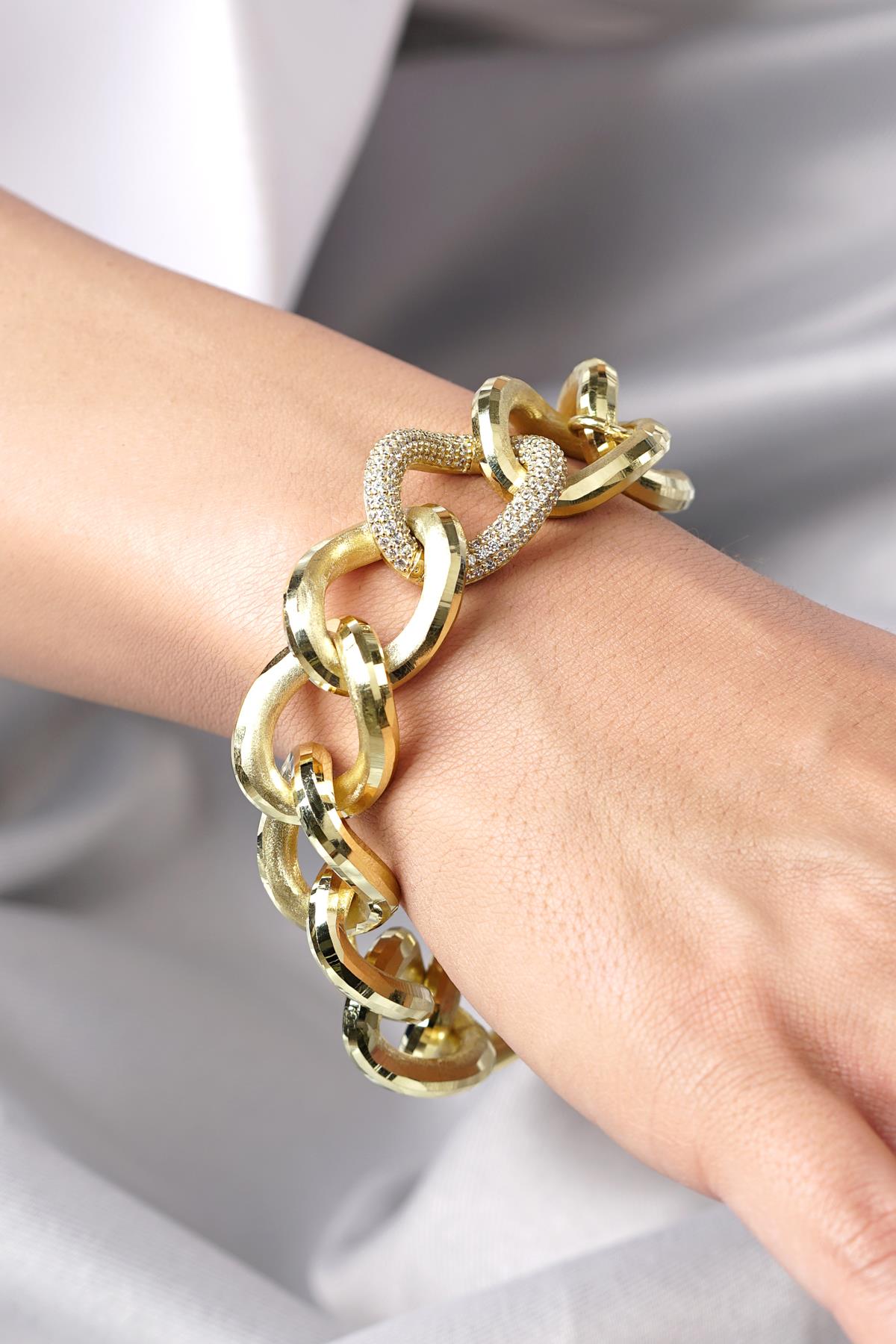 14ct Gold Stone Hoop Gourmet Bracelet