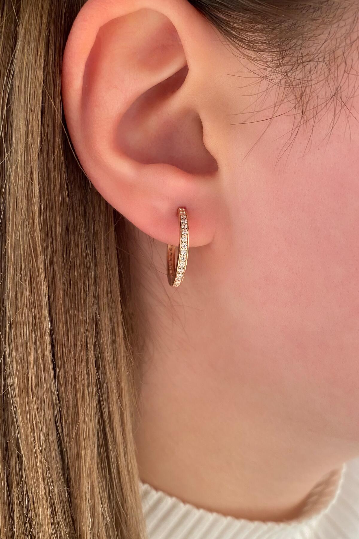 14ct Gold Stone Huggie Hoop Earrings  2