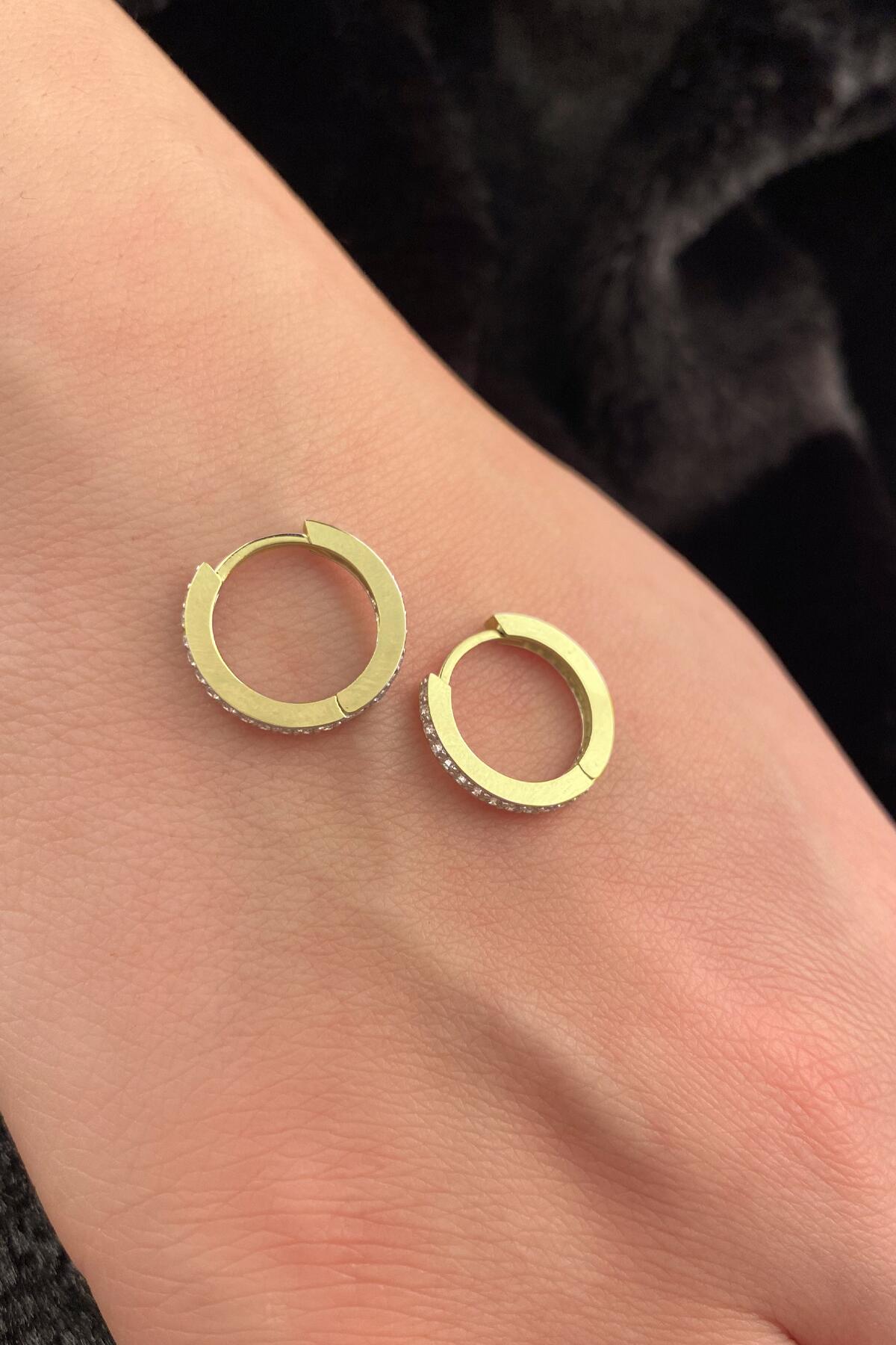 14ct Gold Stone Huggie Hoop Earrings