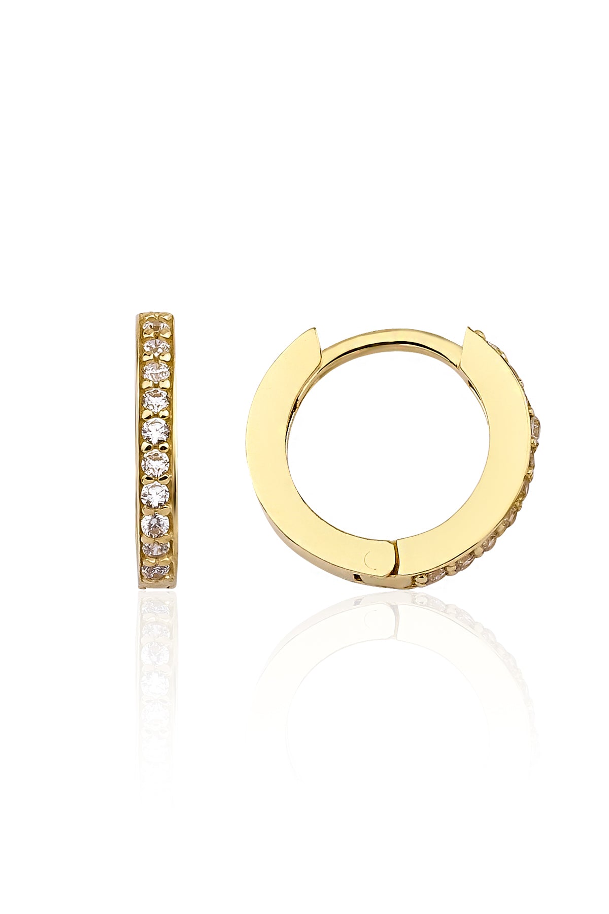 14ct Gold Stone Huggie Hoop Earrings
