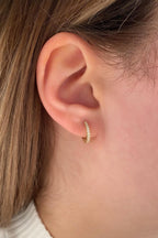 14ct Gold Stone Huggie Hoop Earrings