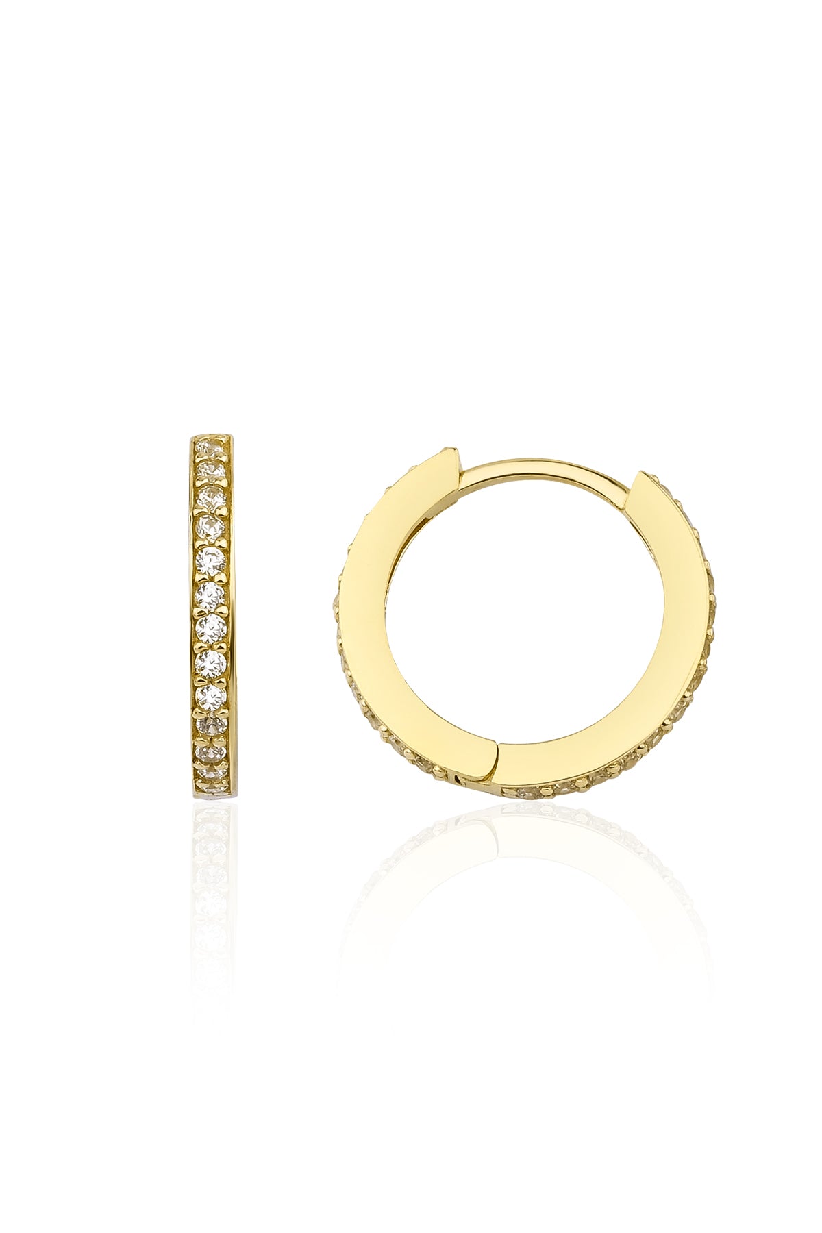 14ct Gold Stone Huggie Hoop Earrings