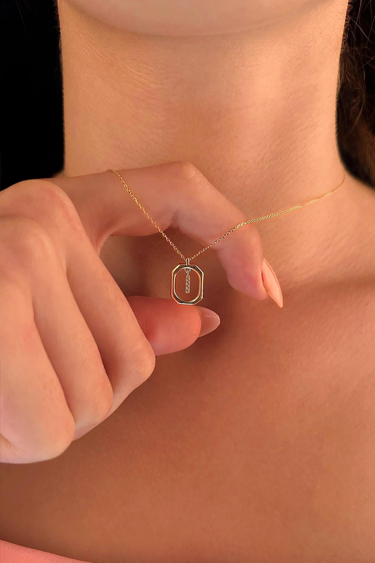 14ct Gold Stone I Initial Necklace