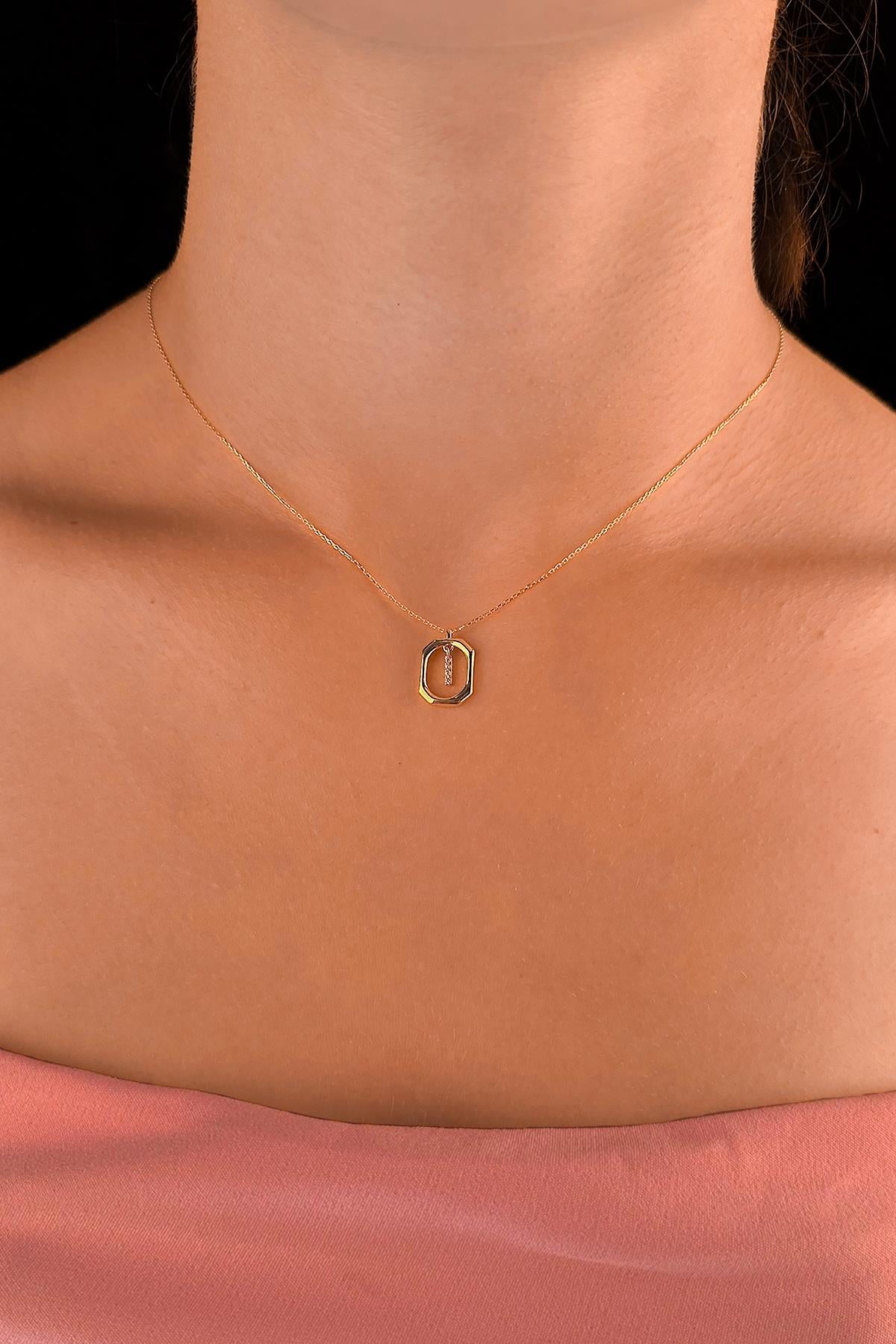14ct Gold Stone I Initial Necklace