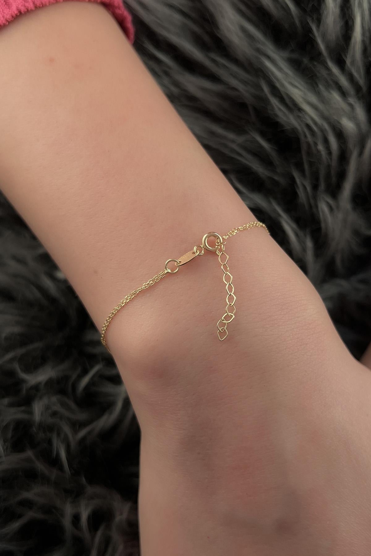 14K Gold Stone İnfinity Bracelet