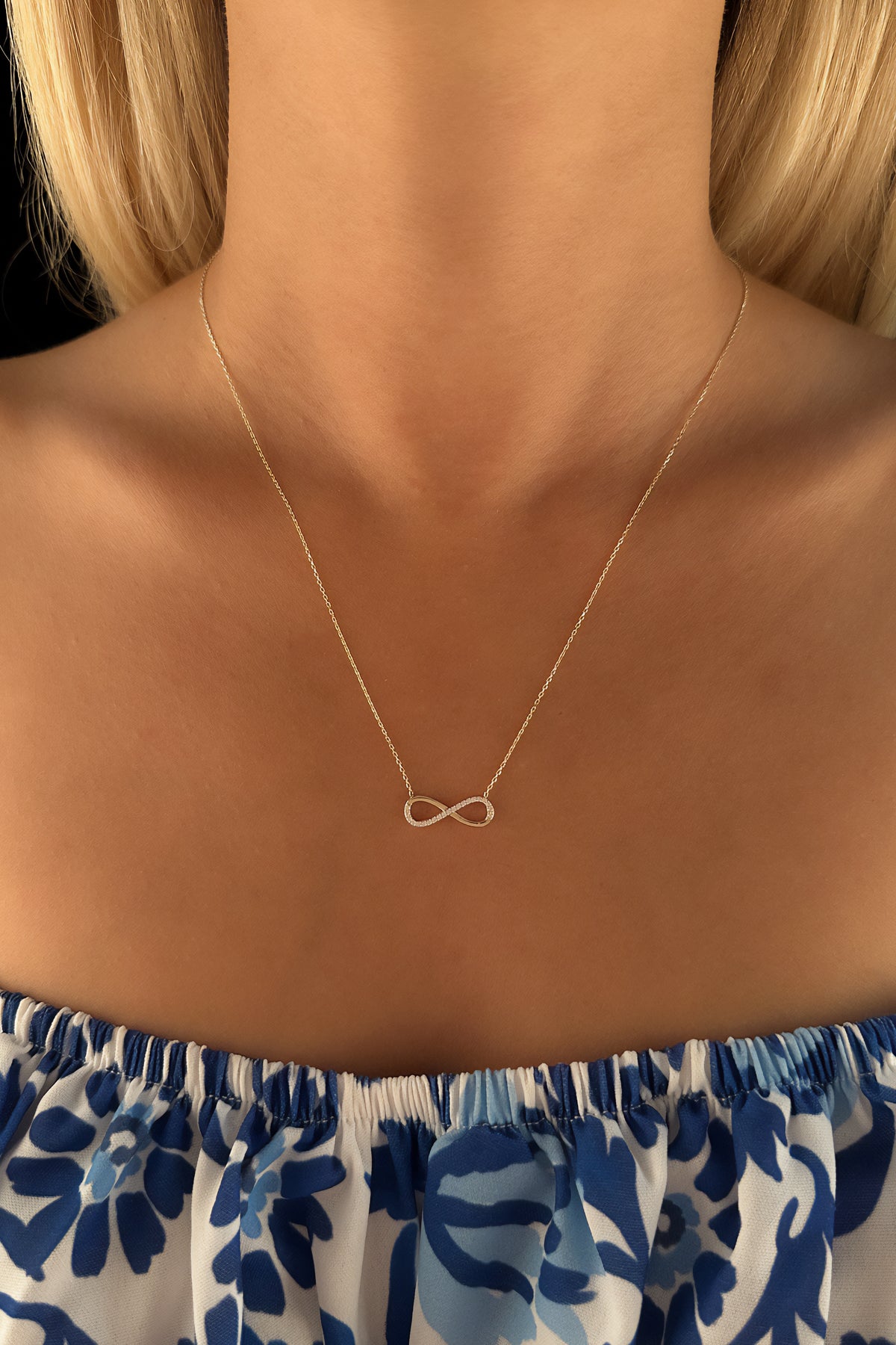 14ct Gold Stone İnfinity Necklace