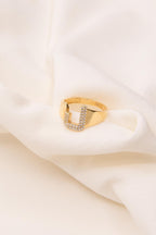 14ct Gold Stone J Initial Ring