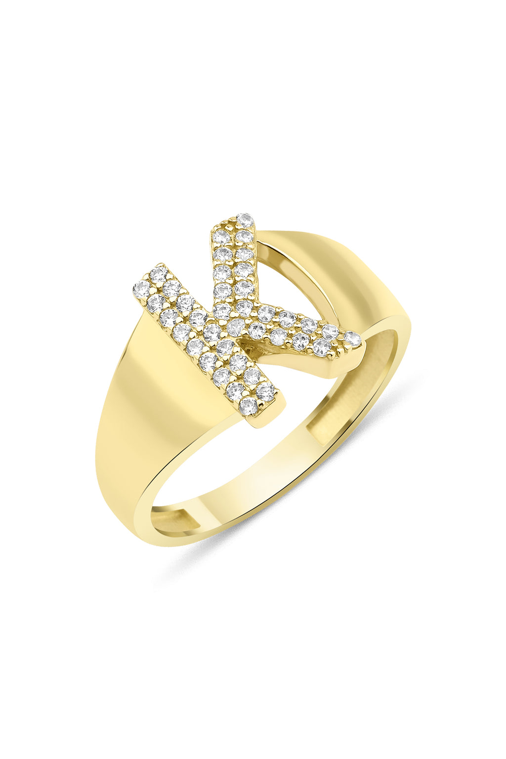 14ct Gold Stone K Initial Ring