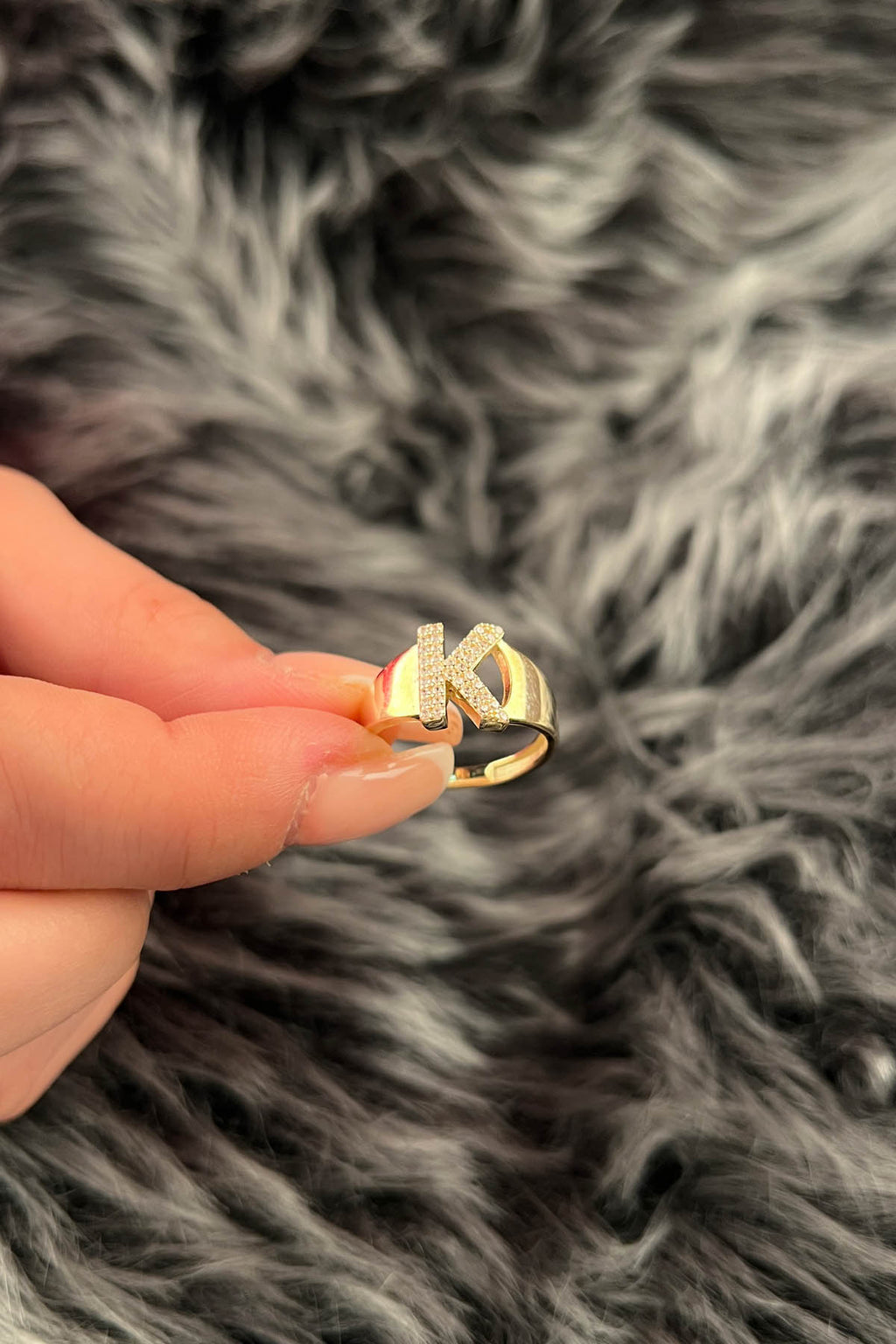 14ct Gold Stone K Initial Ring