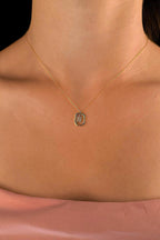 14ct Gold Stone N Initial Necklace