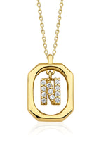 14ct Gold Stone N Initial Necklace