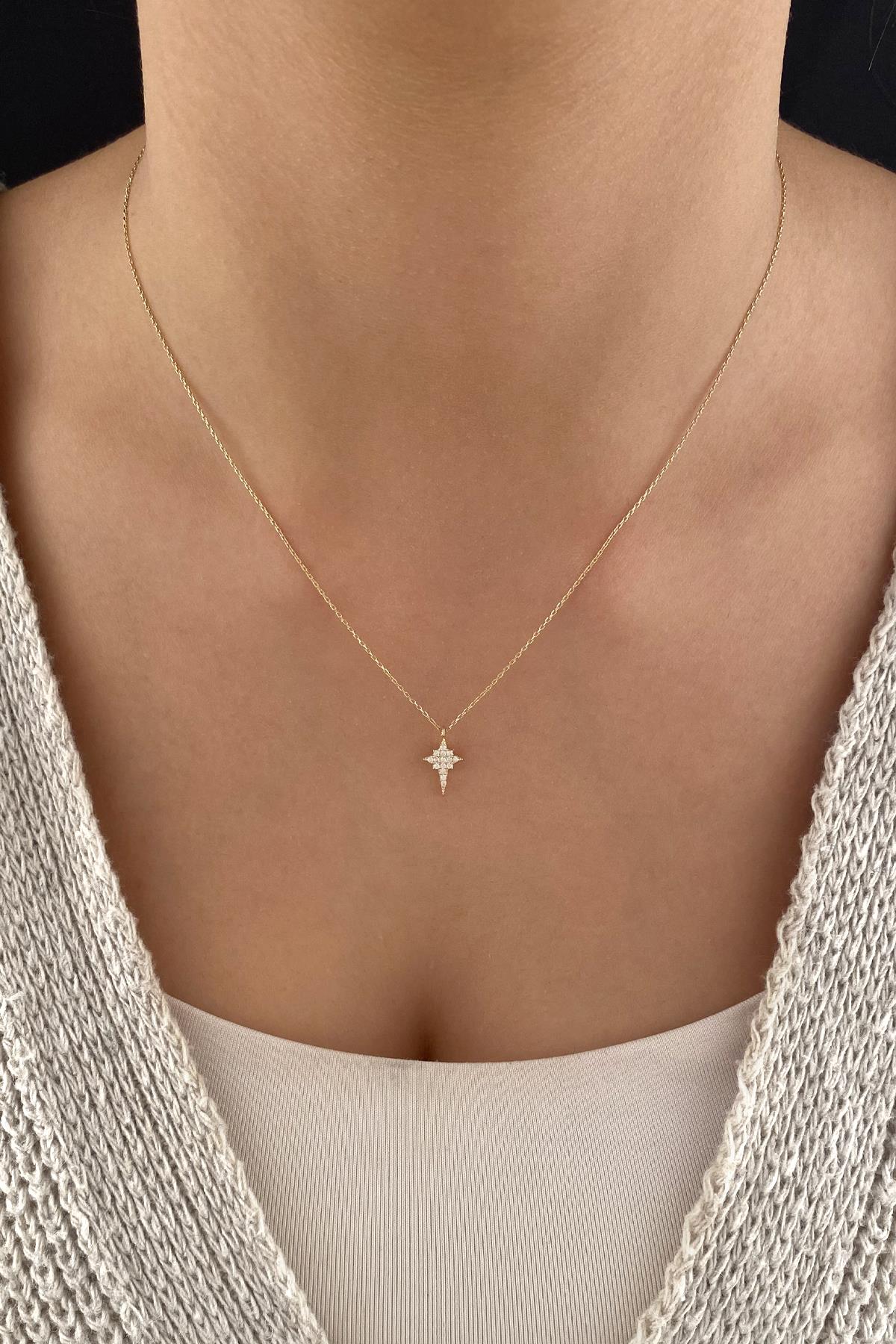 14ct Gold Stone North Star Necklace