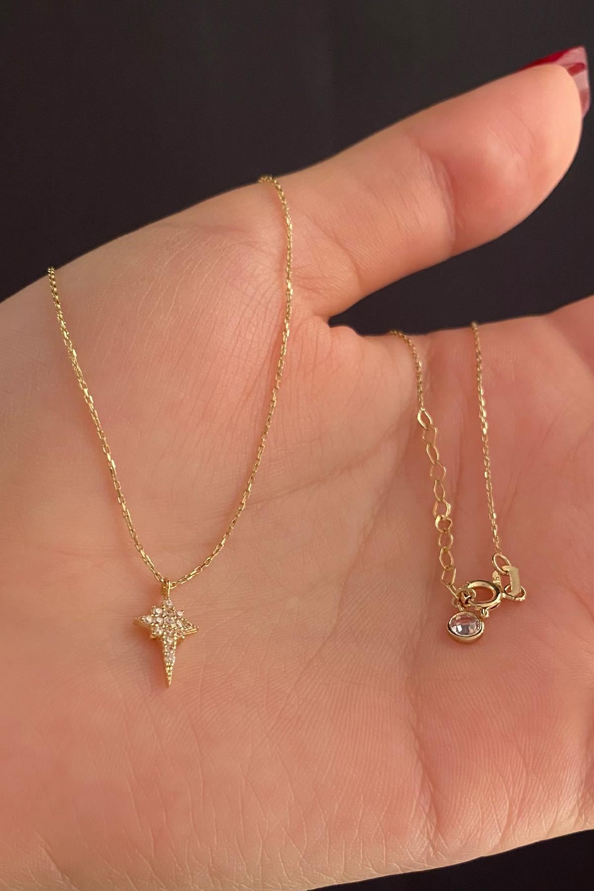14ct Gold Stone North Star Necklace