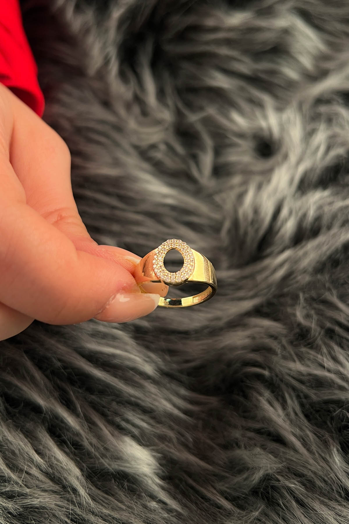 14ct Gold Stone O Initial Ring