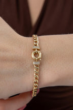 14ct Gold Stone Personalized  G Initial Letter Bracelet