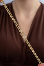 14ct Gold Stone Personalized  G Initial Letter Bracelet