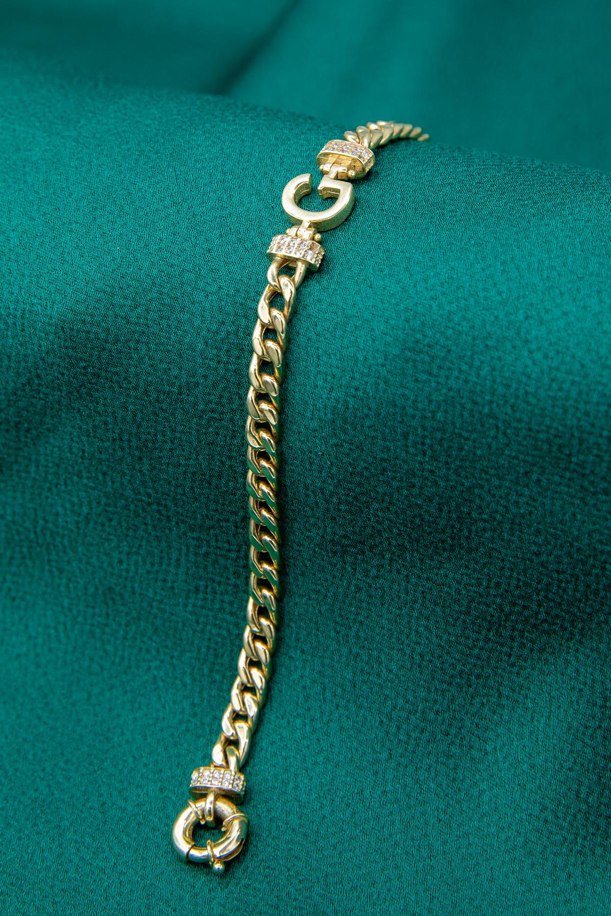 14ct Gold Stone Personalized  G Initial Letter Bracelet