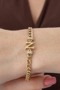14ct Gold Stone Personalized  N Initial Letter Bracelet