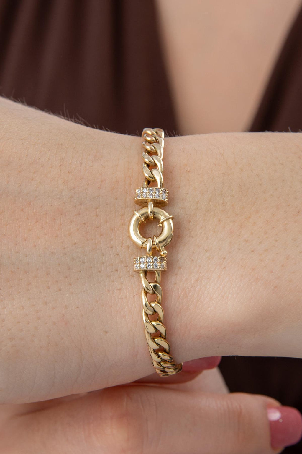 14ct Gold Stone Personalized  N Initial Letter Bracelet