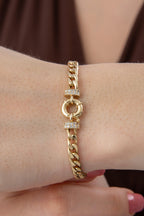 14ct Gold Stone Personalized  N Initial Letter Bracelet