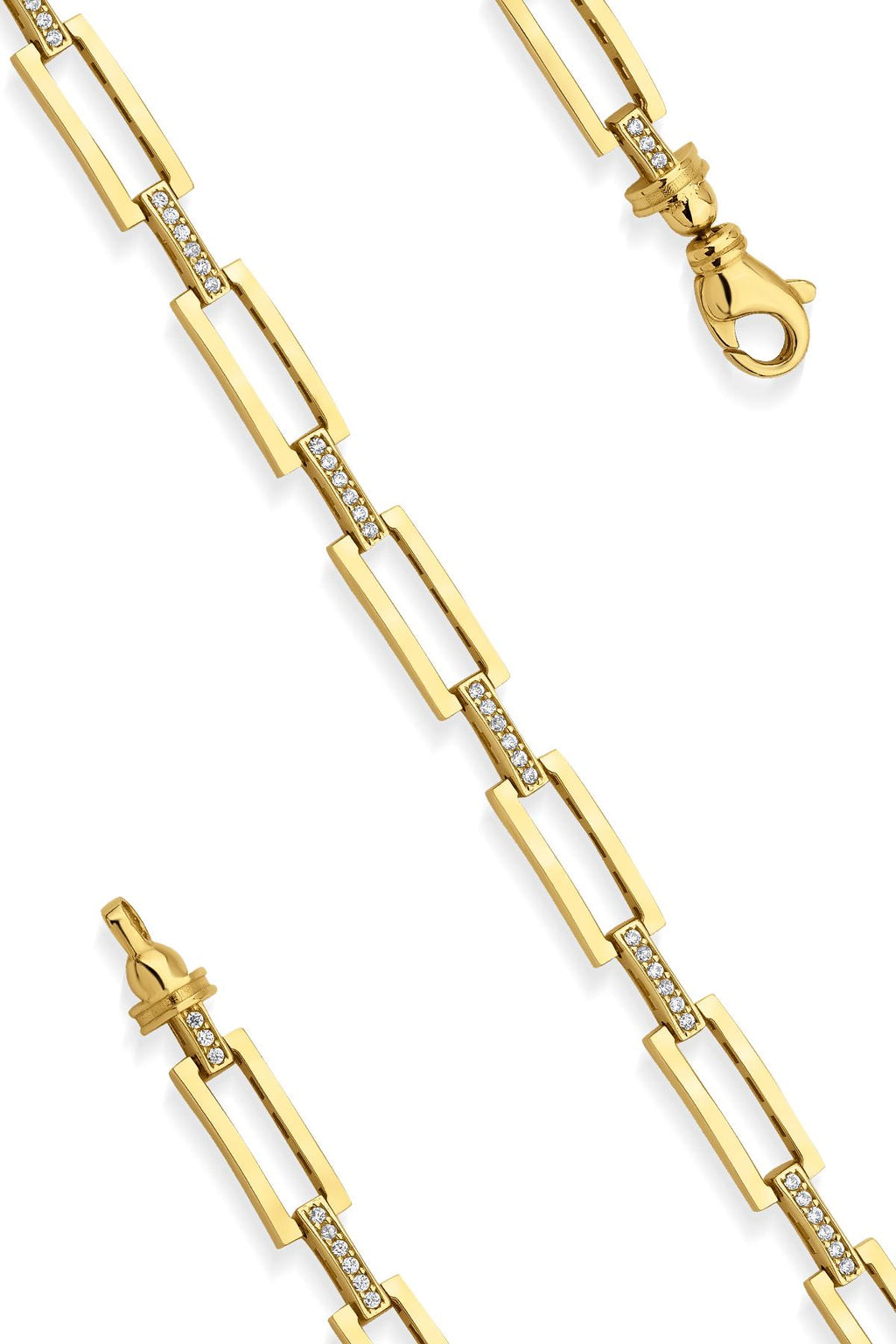 14ct Gold Stone Rectangular Paperclip Bracelet