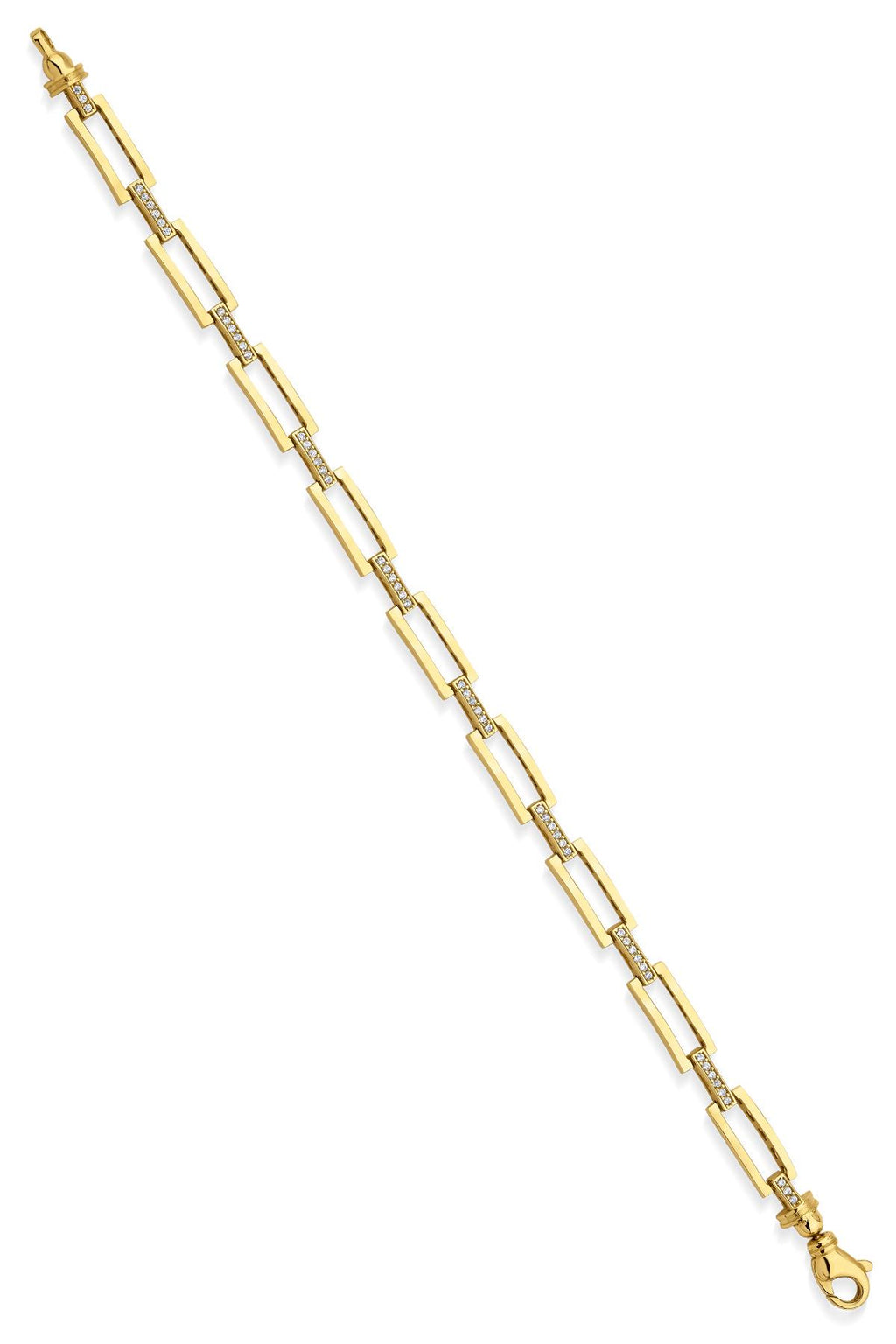 14ct Gold Stone Rectangular Paperclip Bracelet