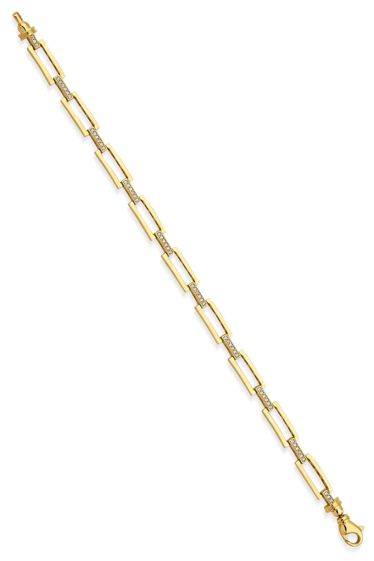 14ct Gold Stone Rectangular Paperclip Bracelet