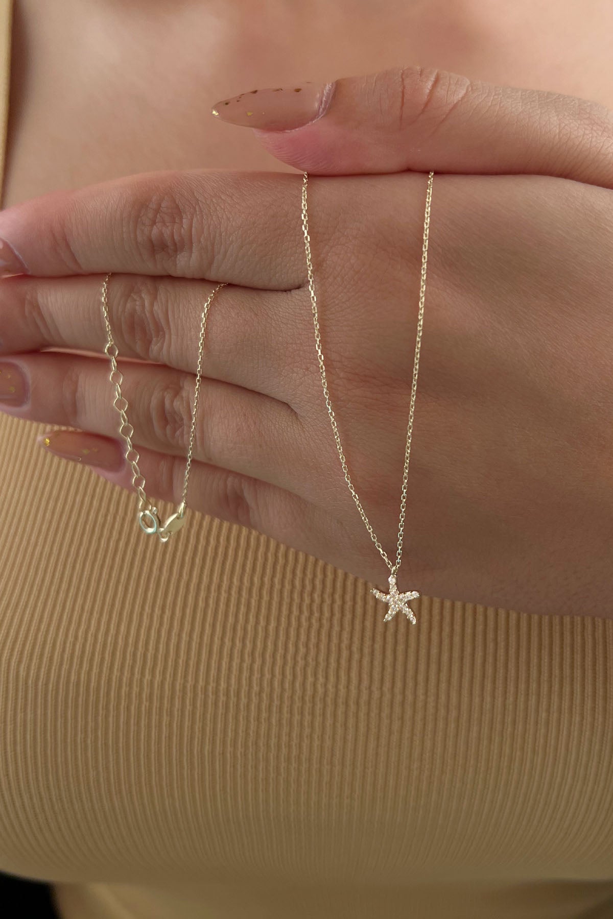 14ct Gold Stone Sea Star Necklace