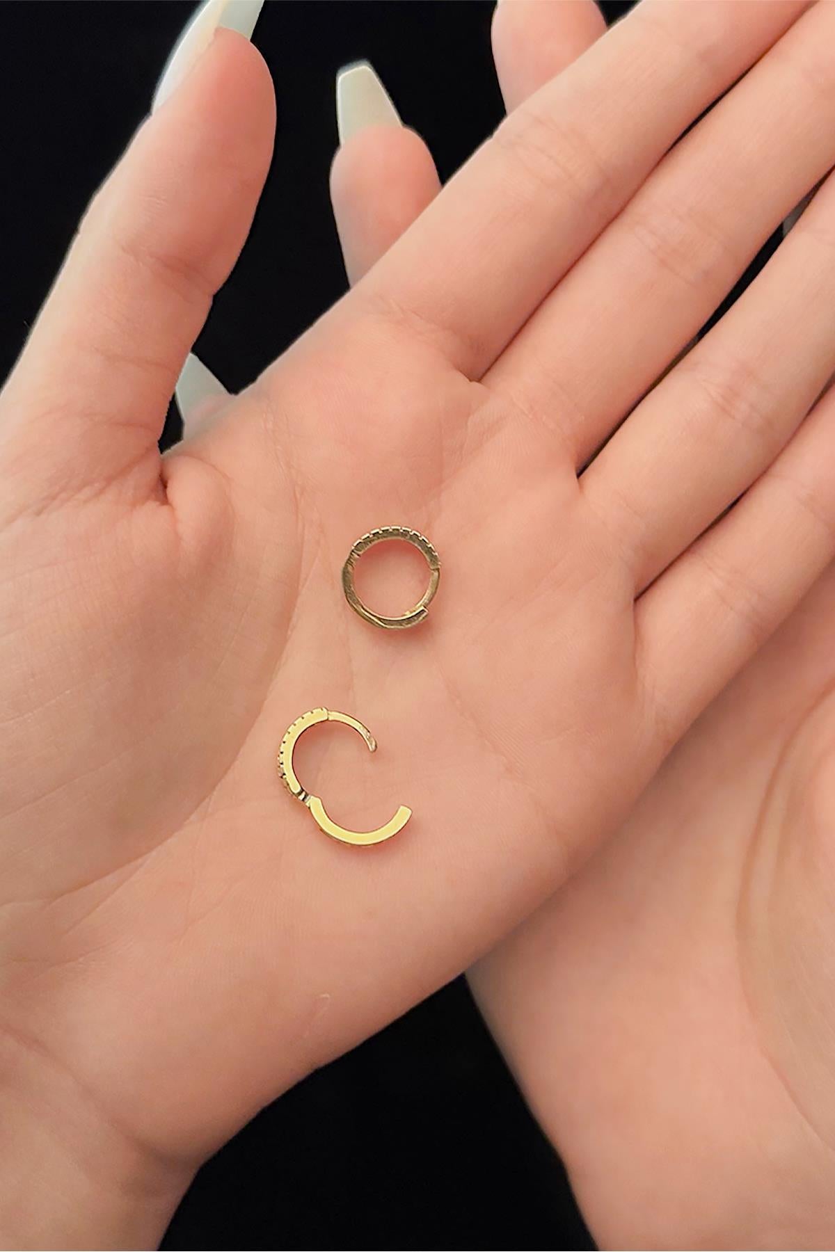 14ct Gold Stone Small Huggie Earrings