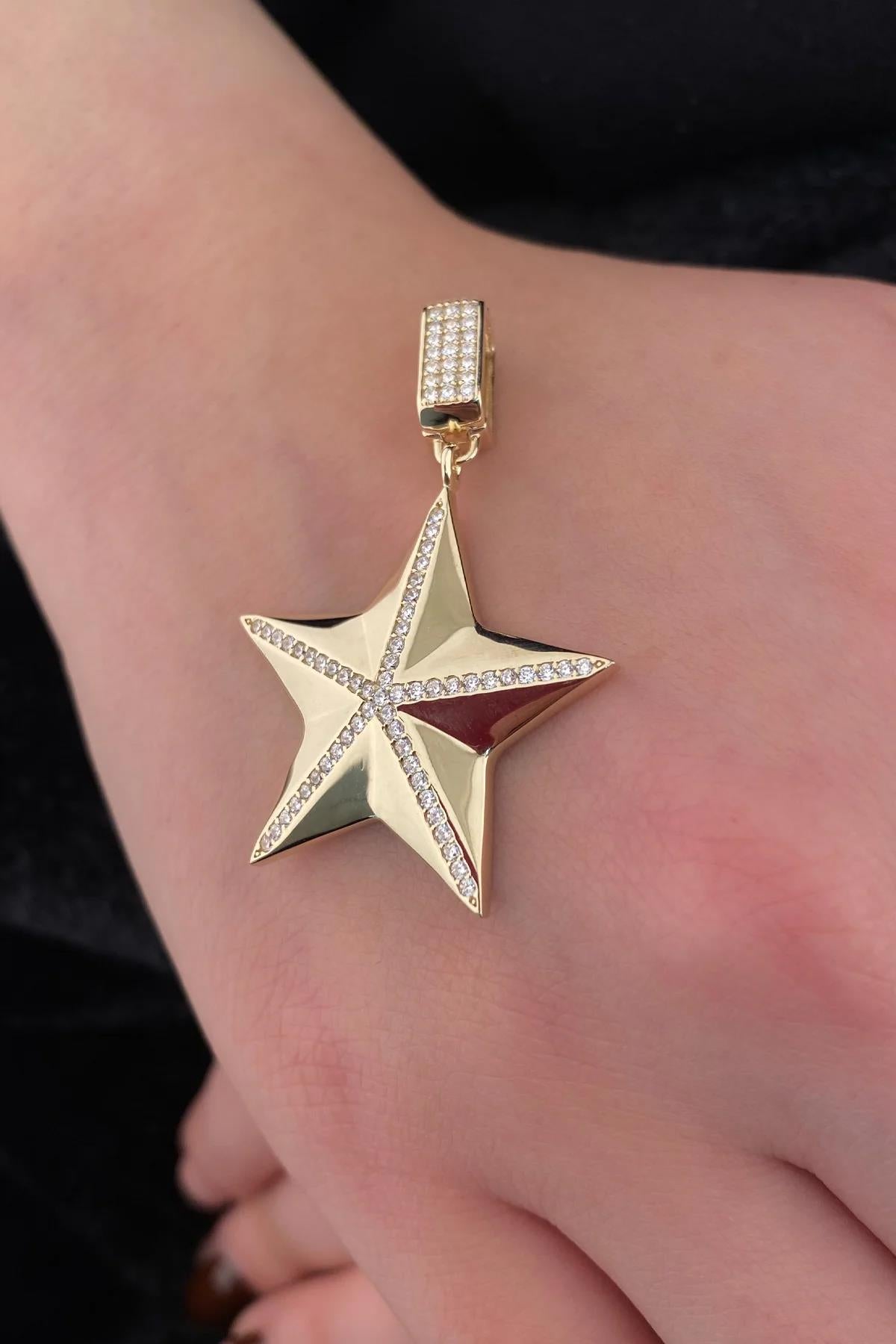 14ct Gold Stone Star Charm