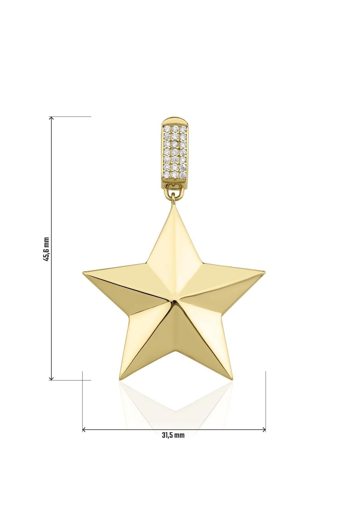 14ct Gold Stone Star Charm